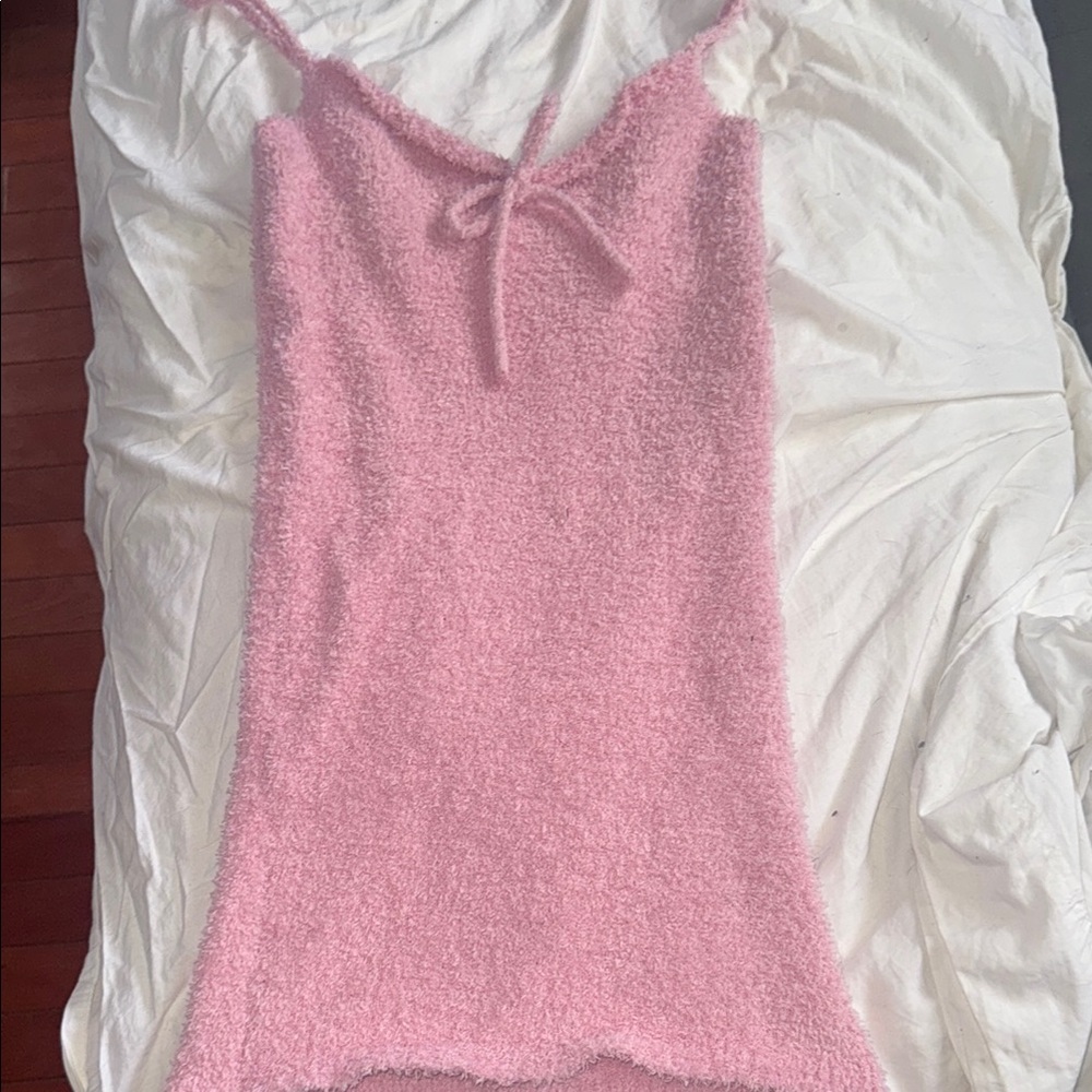 Pink Fuzzy Sleeveless Dress